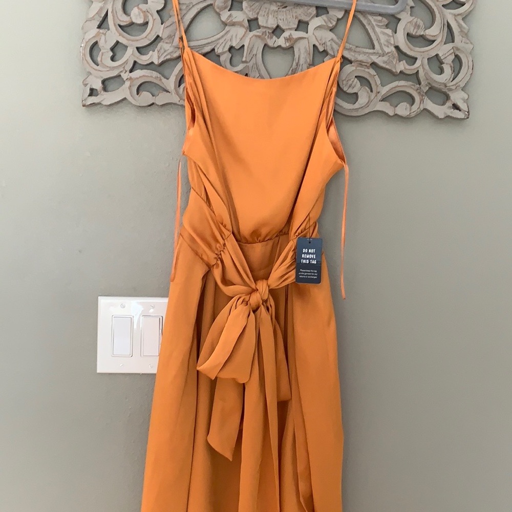 NWT Express Satin Orange High Low Dress - Picture 11 of 11